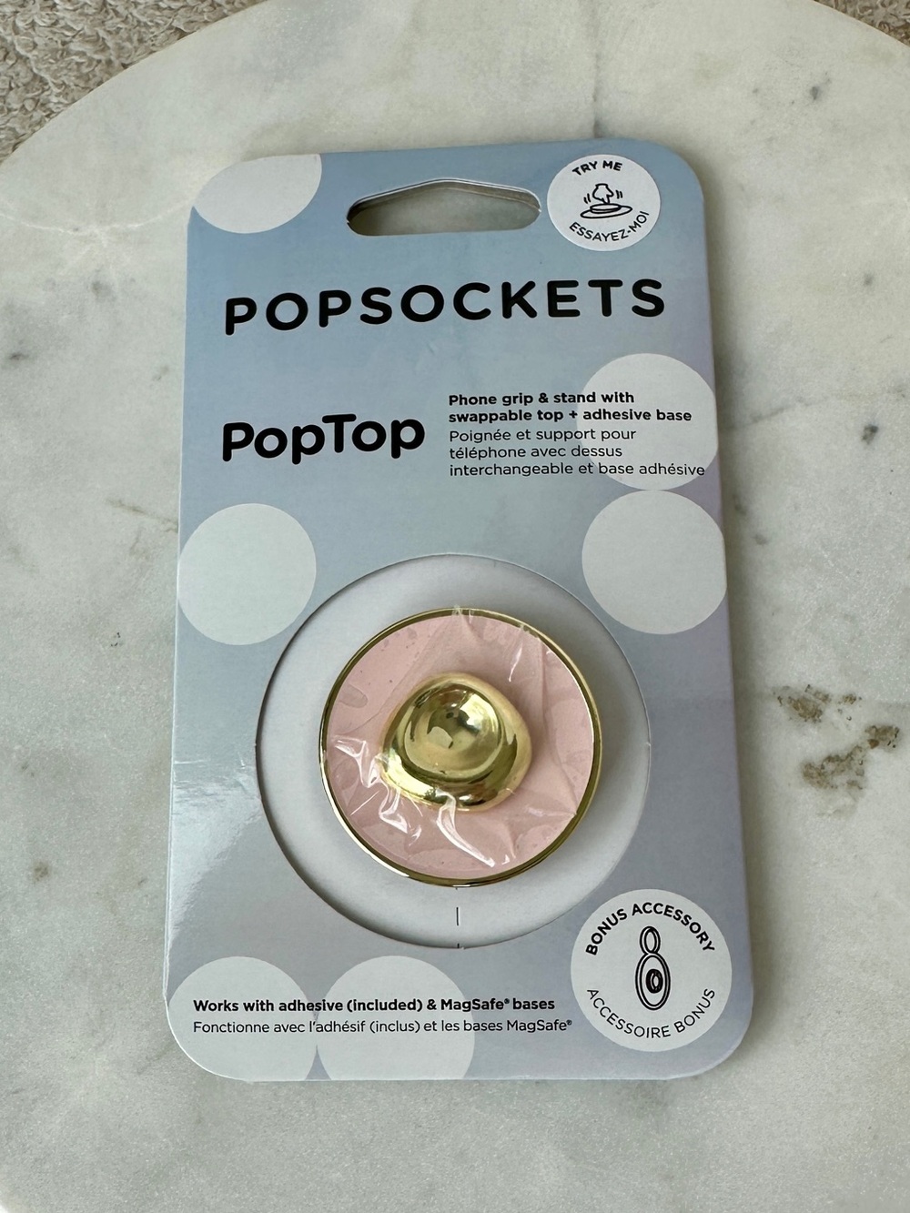 PopSockets PopTop Phone Grip & Stand - Pink and Gold - NEW